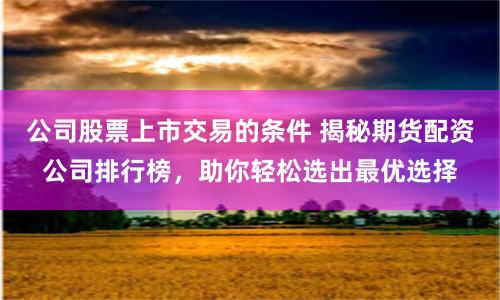 公司股票上市交易的条件 揭秘期货配资公司排行榜，助你轻松选出最优选择